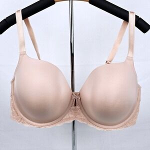 Torrid 40DD Beige Smooth T Shirt Balconette Bra Lace Trim Full Coverage